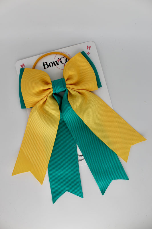 Classic Tail Bow - Elastic - Jade Green and Yellow Gold