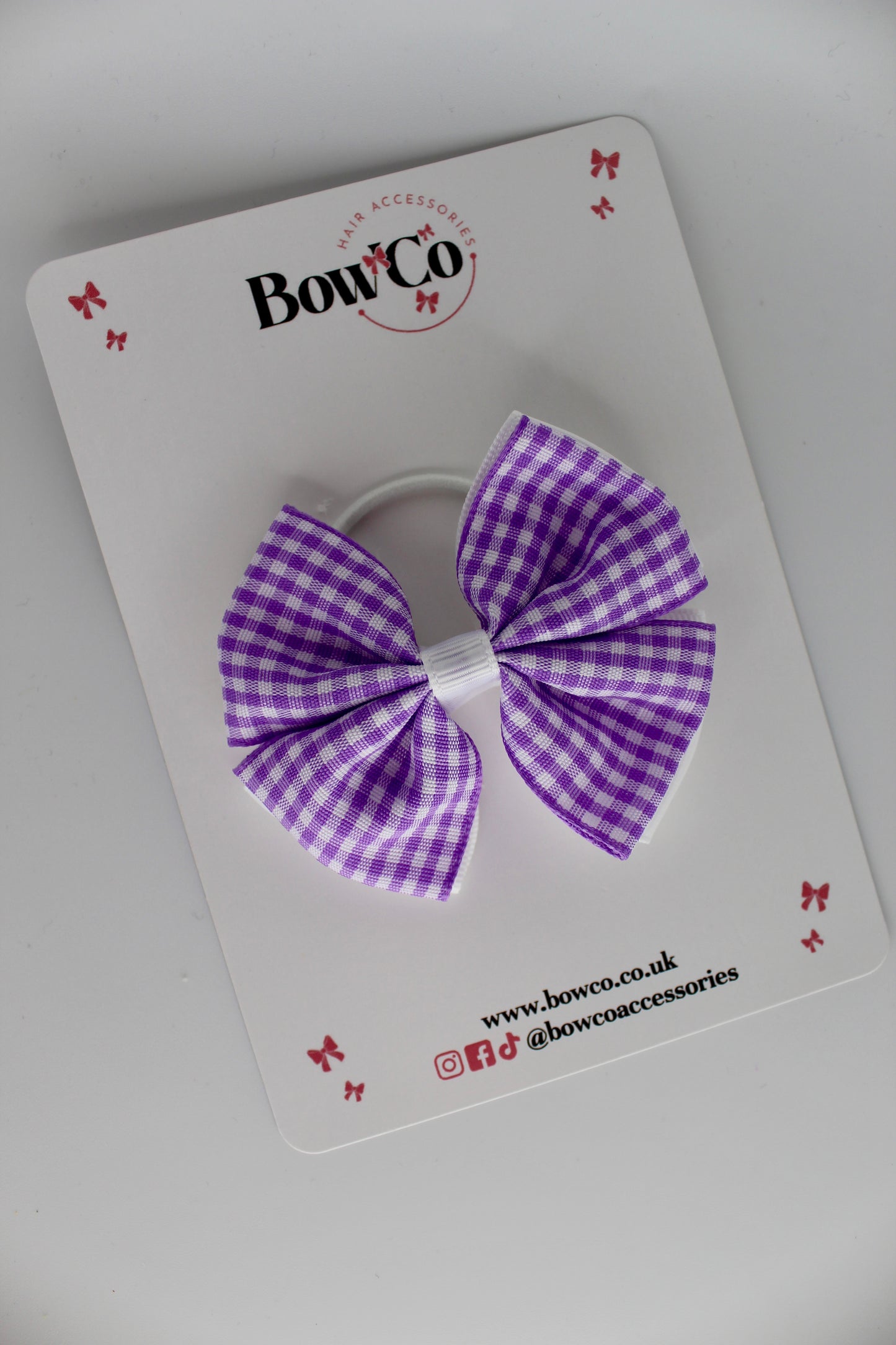 Double Layer Bow - Lilac Gingham - Elastic