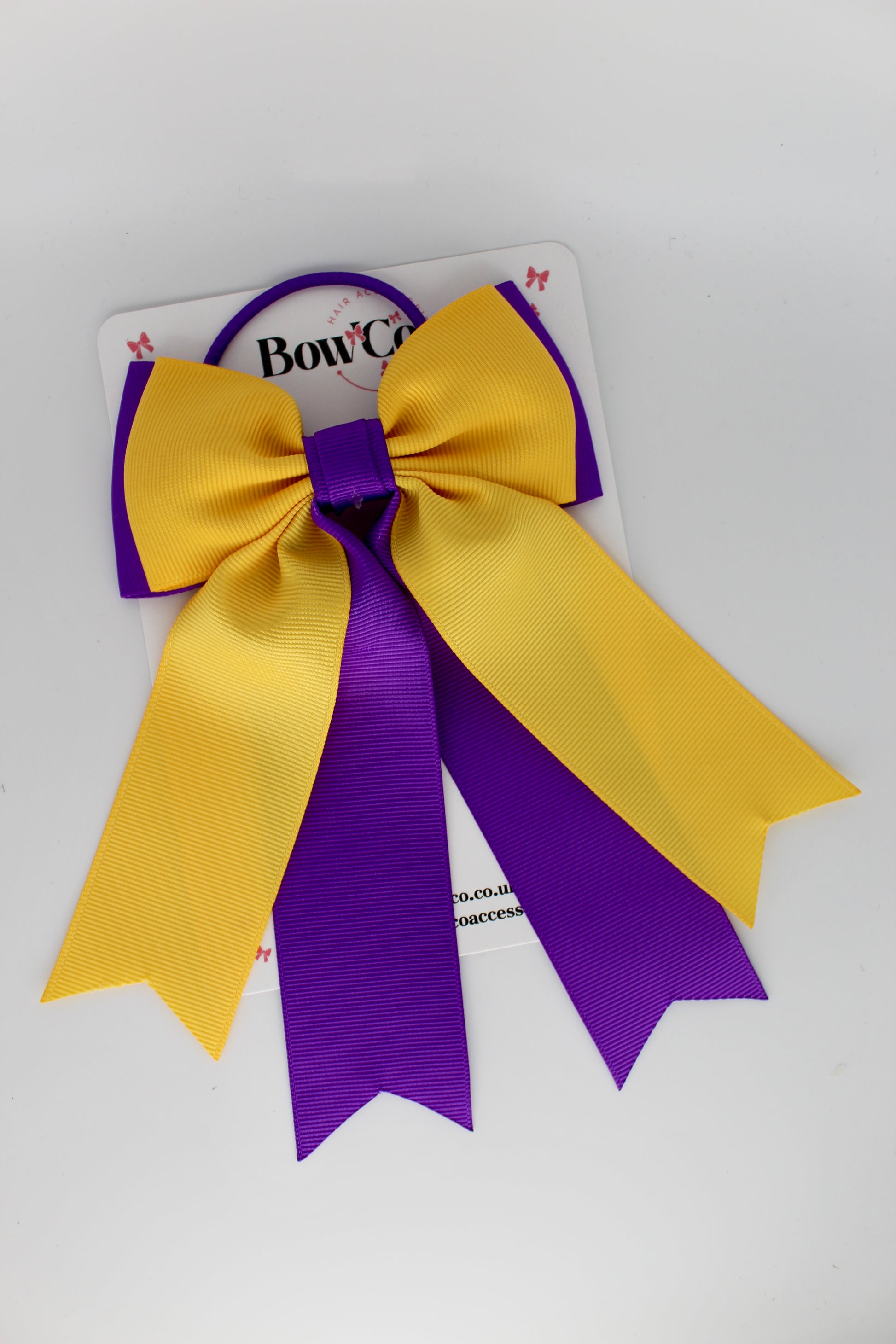 Classic Tail Bow - Elastic - Purple and Yellow Gold