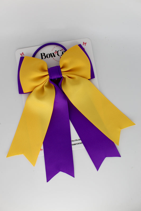 Classic Tail Bow - Elastic - Purple and Yellow Gold