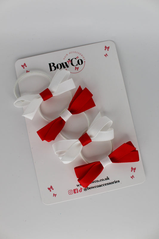 Ballerina Bows - Set of 4 - Elastic - Red and White