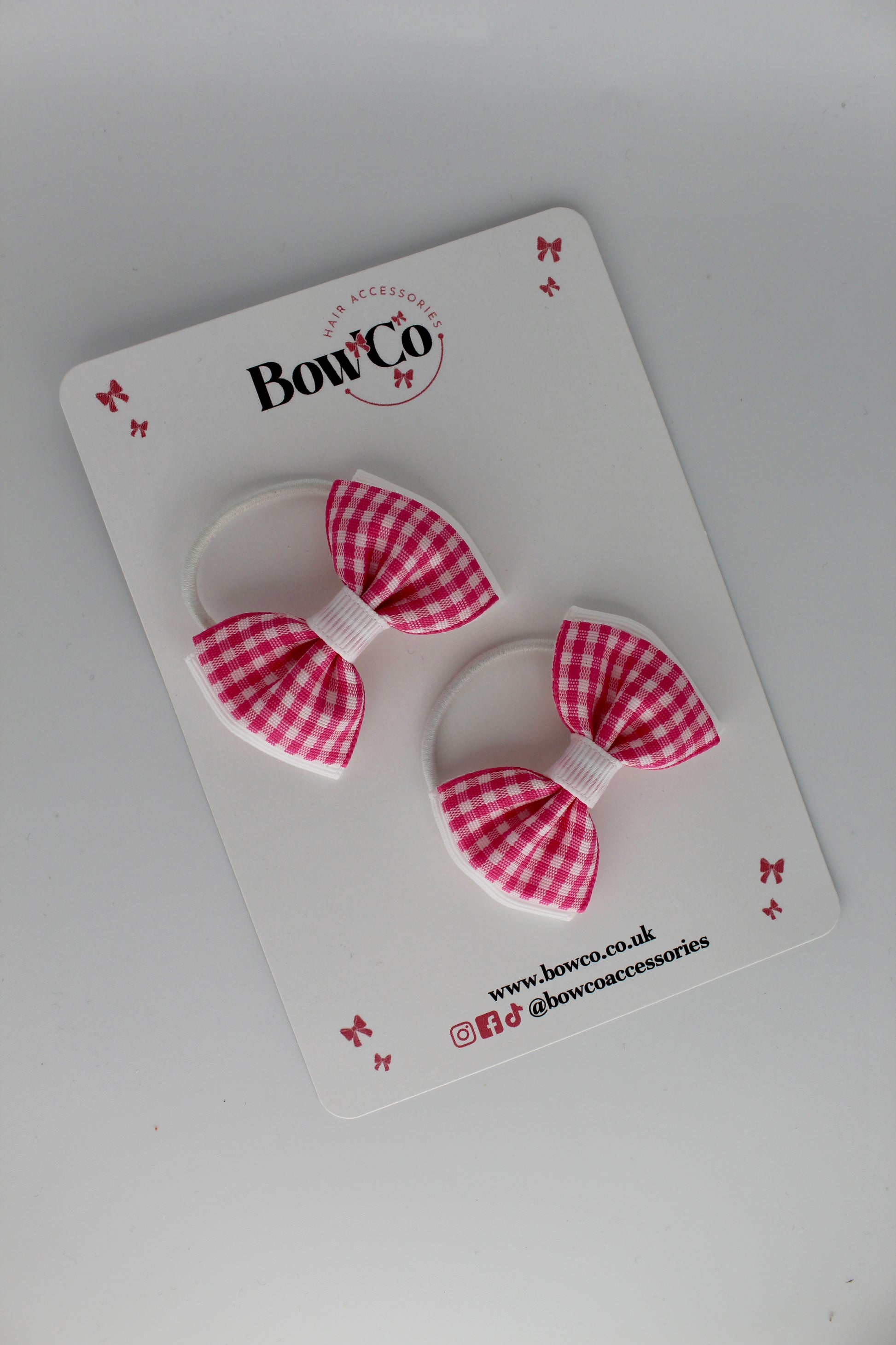 Double Lapel Bow Set - Pink Gingham