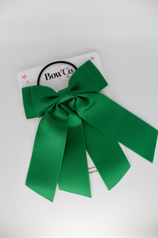 Double Layer Tail Bow – Elastic - Forest Green