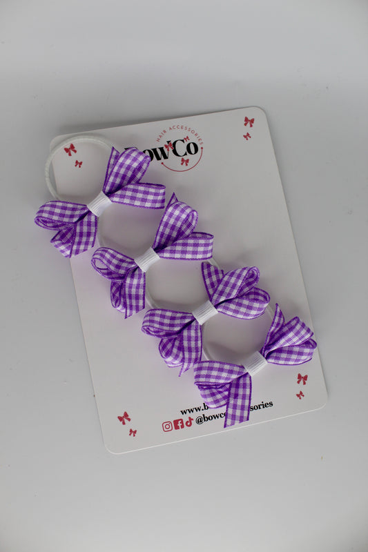 Ballerina Bow Bundle Set of 4 - Lilac Gingham - Elastic
