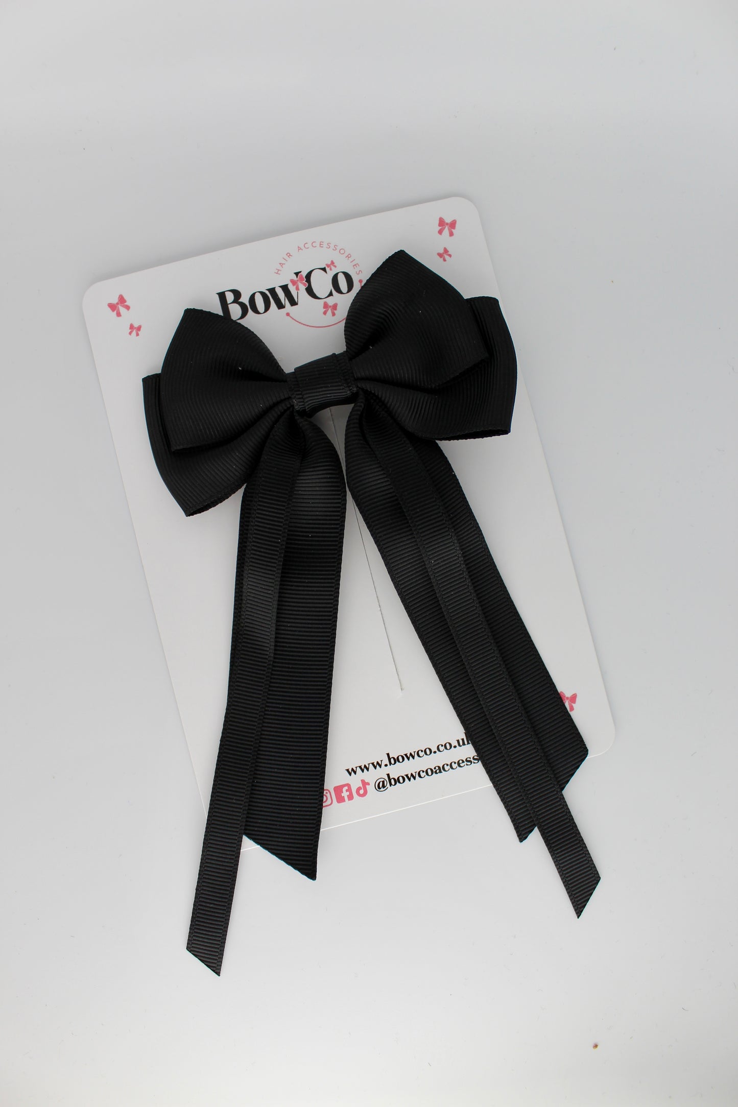 Streamer Tail Bow - Clip - Black