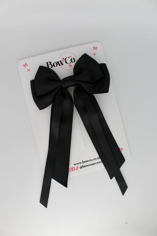 Streamer Tail Bow - Clip - Black