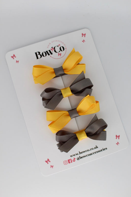 Ballerina Bows - Set of 4 - Clip - Metal Grey and Yellow Gold
