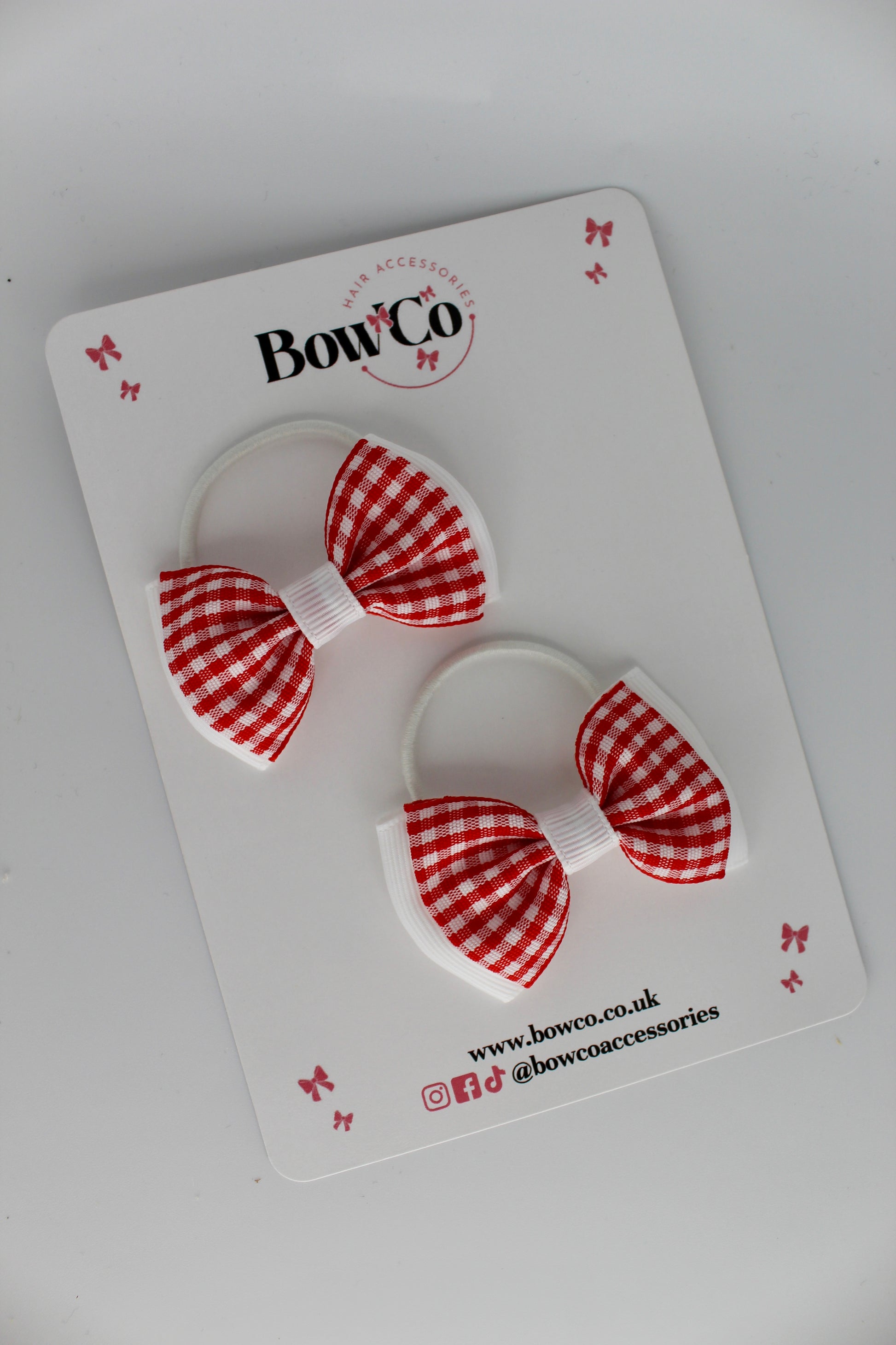 Double Lapel Bow Set - Red Gingham
