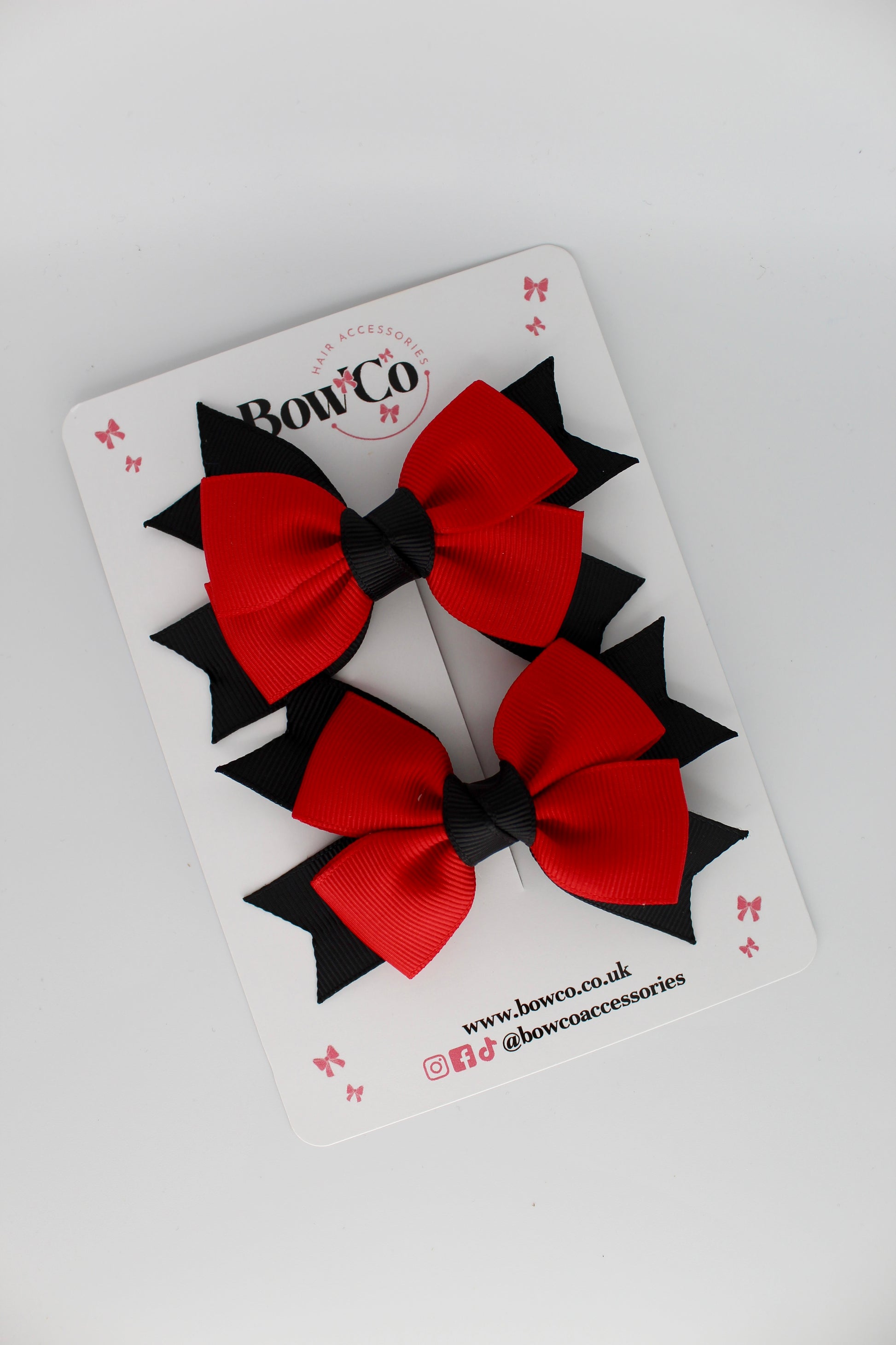 Knot Bow Set - Clip - Red and Black