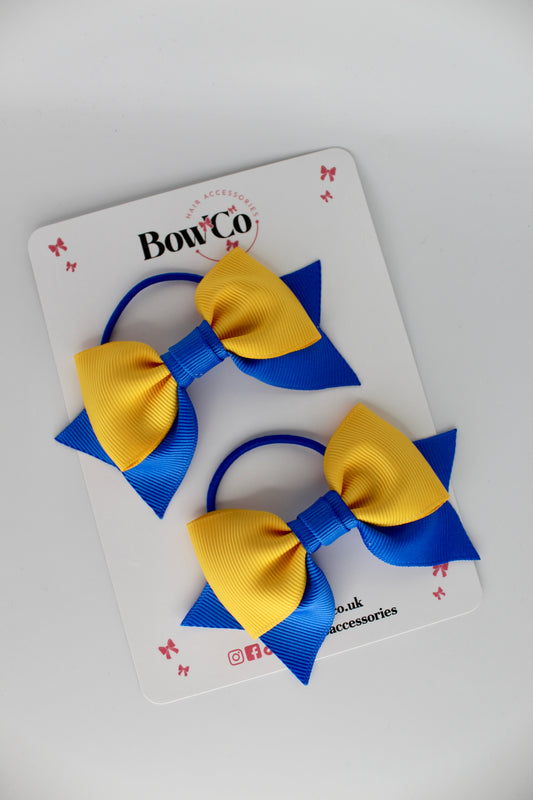 Double Knot Bow Tail Set - Elastic - Royal Blue and Yellow Gold