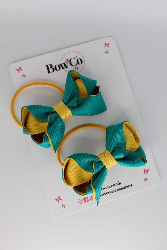 Loop Bow Set - Elastic - Jade Green and Yellow Gold