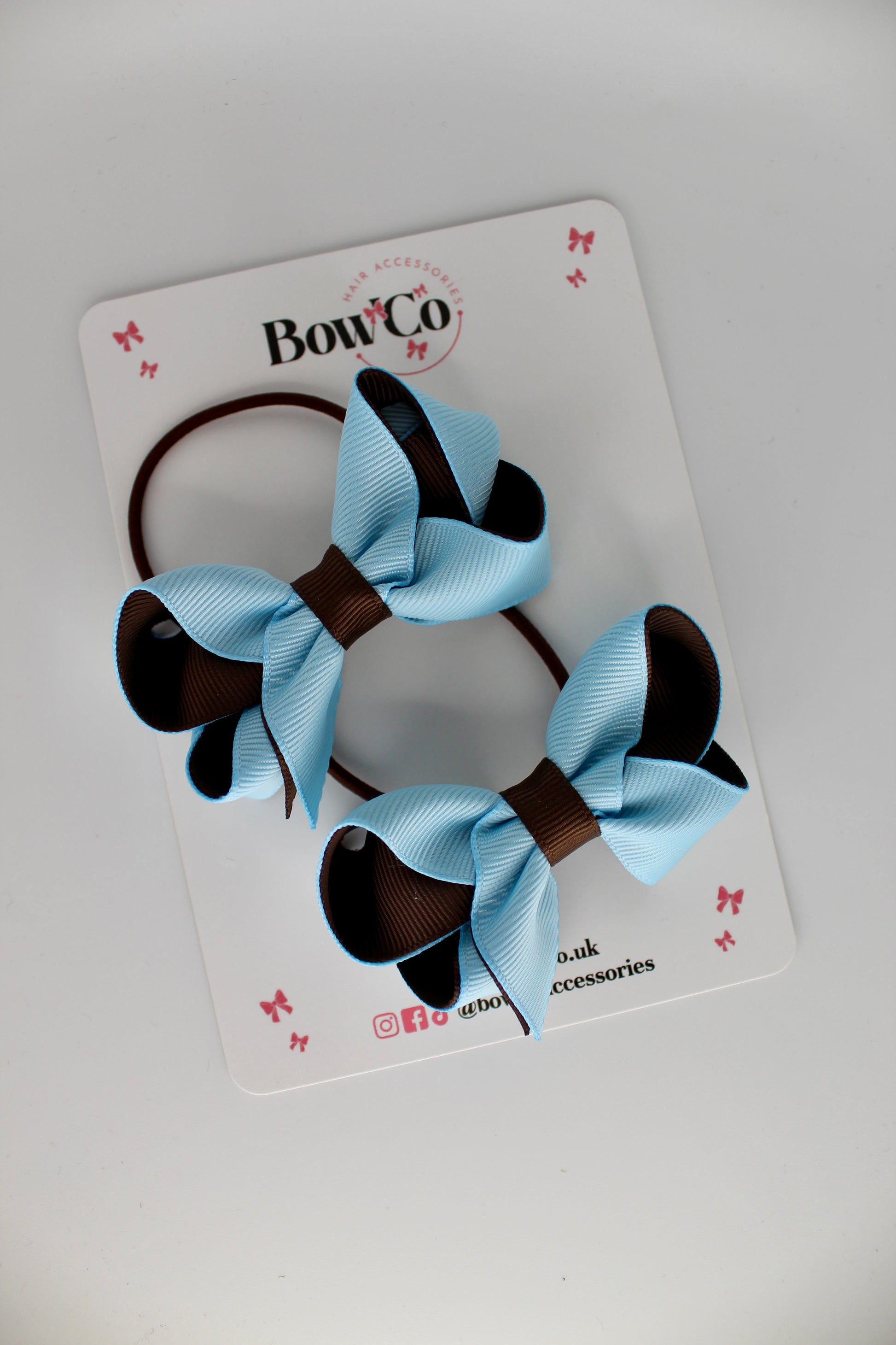 Loop Bow Set - Elastic - Blue Topaz and Brown
