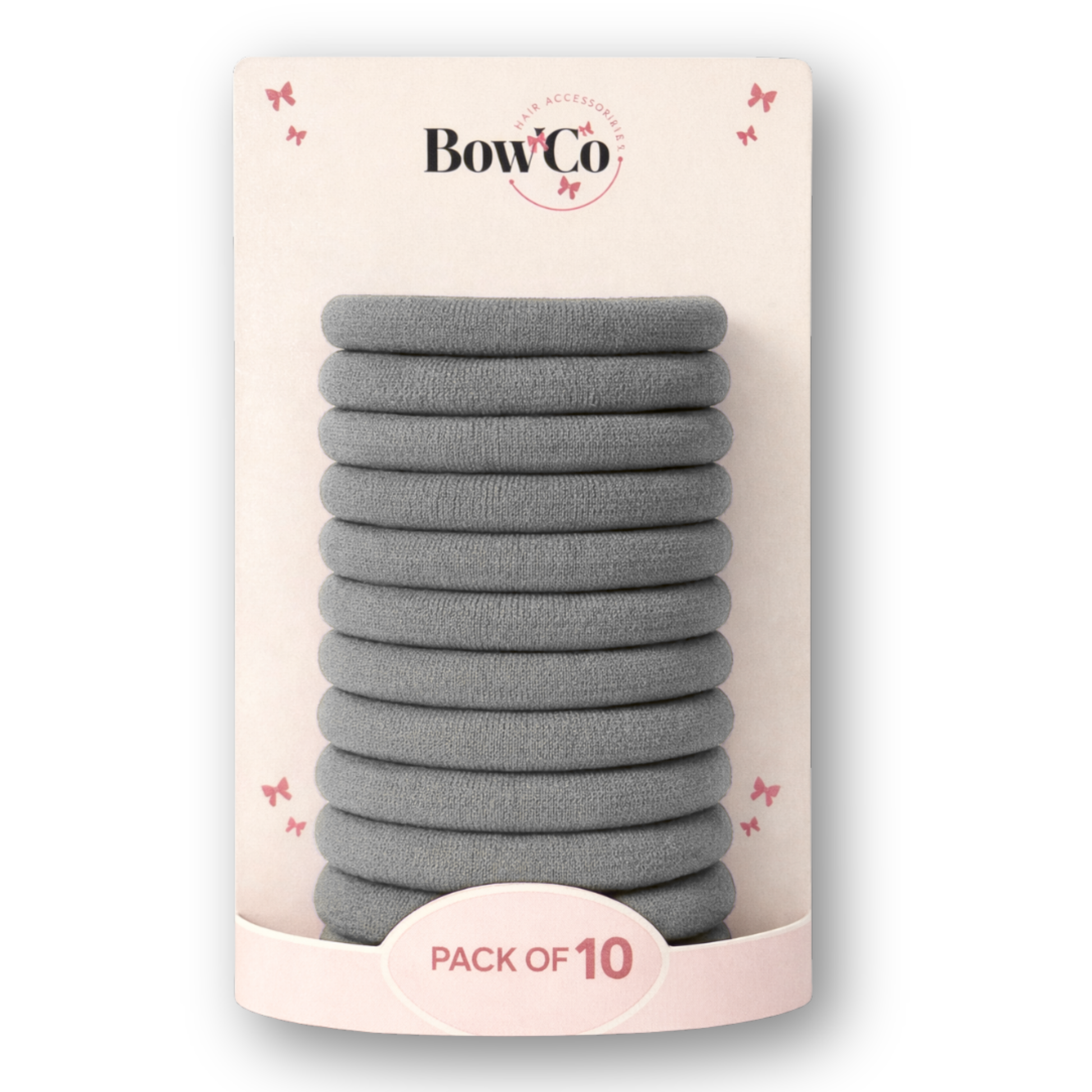 10 Elastic School Hair Bobbles - Grey - Non Damage