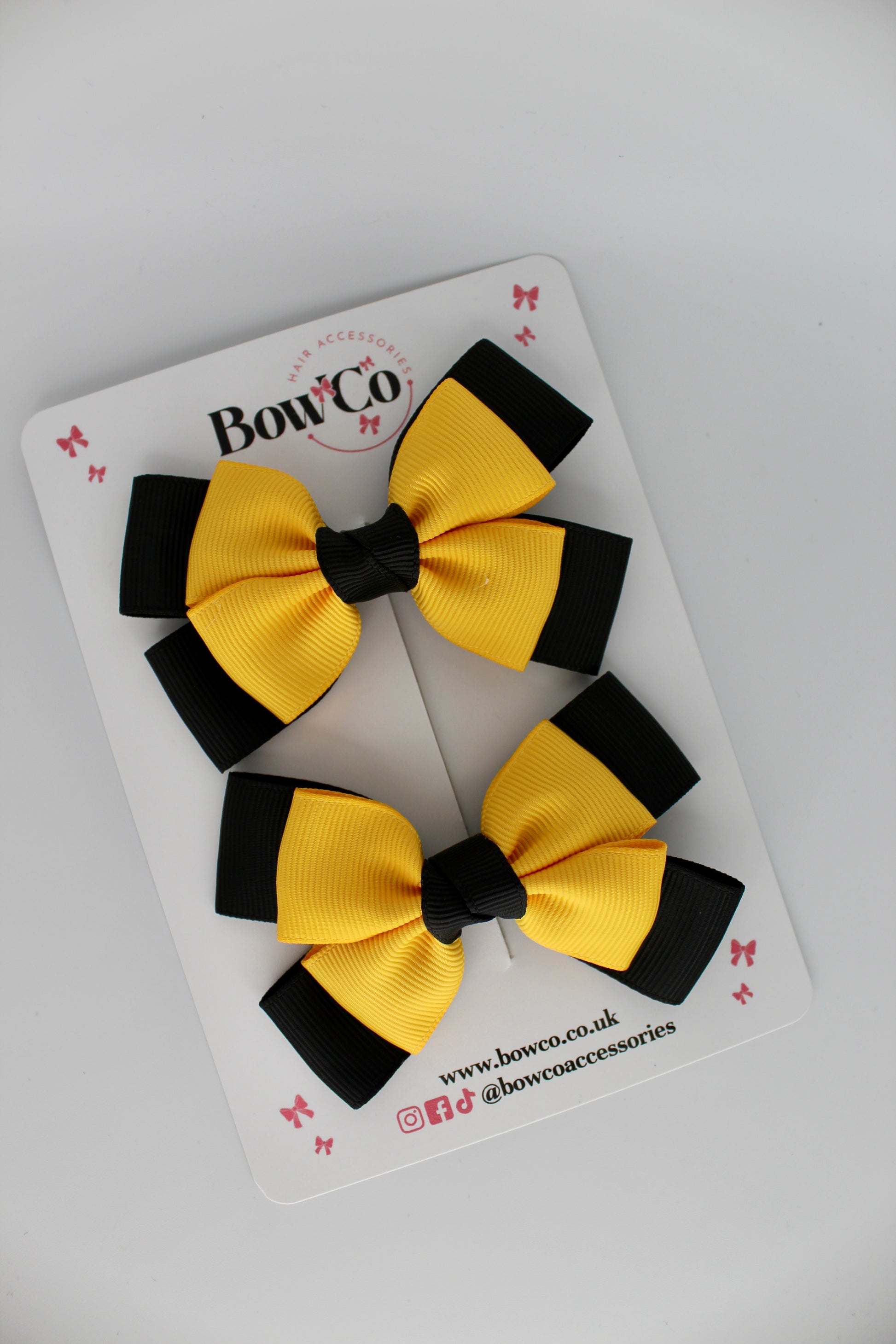 Layer Bow Set - Clip - Black and Yellow Gold