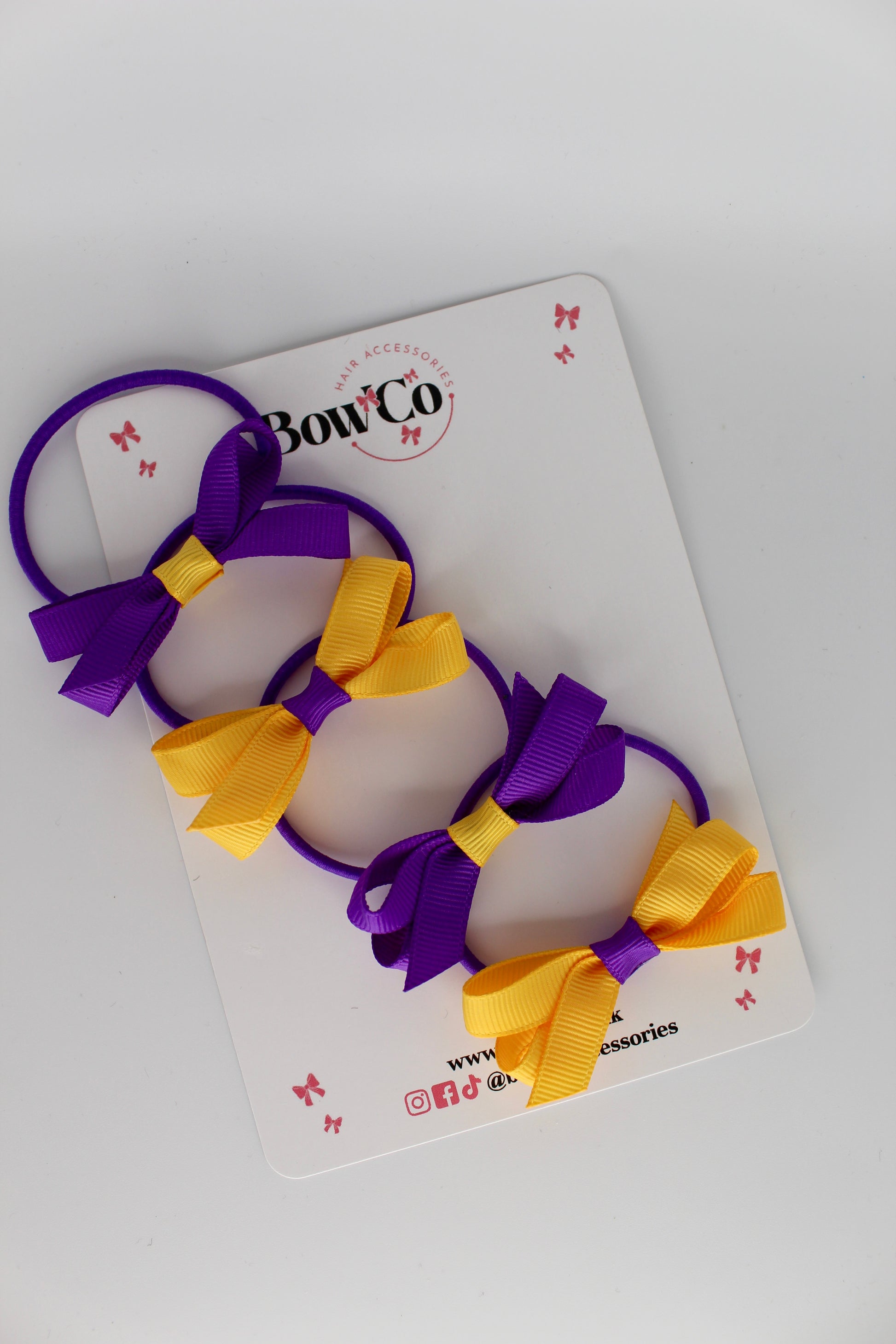 Ballerina Bows - Set of 4 - Elastic - Purple and Yellow Gold