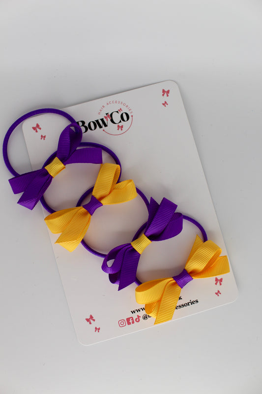 Ballerina Bows - Set of 4 - Elastic - Purple and Yellow Gold