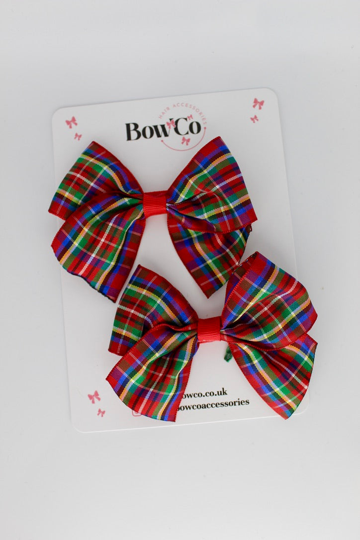 Classic Tartan Tail Bows Set - Clip