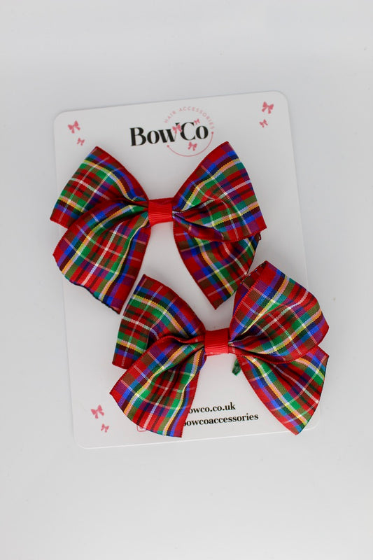 Classic Tartan Tail Bows Set - Clip