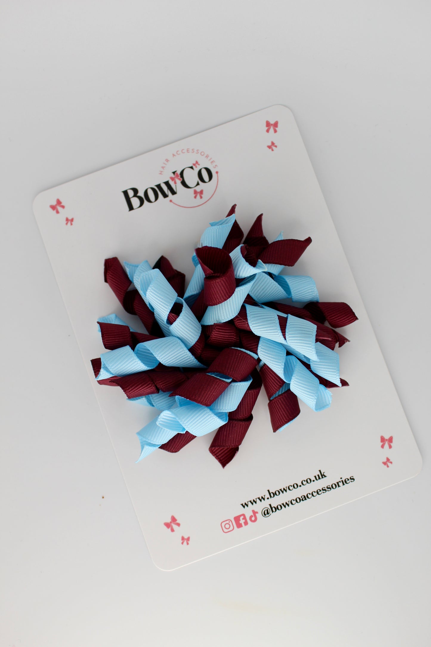 School Bow Burgundy and Blue Topaz - Corker Bow - Clip