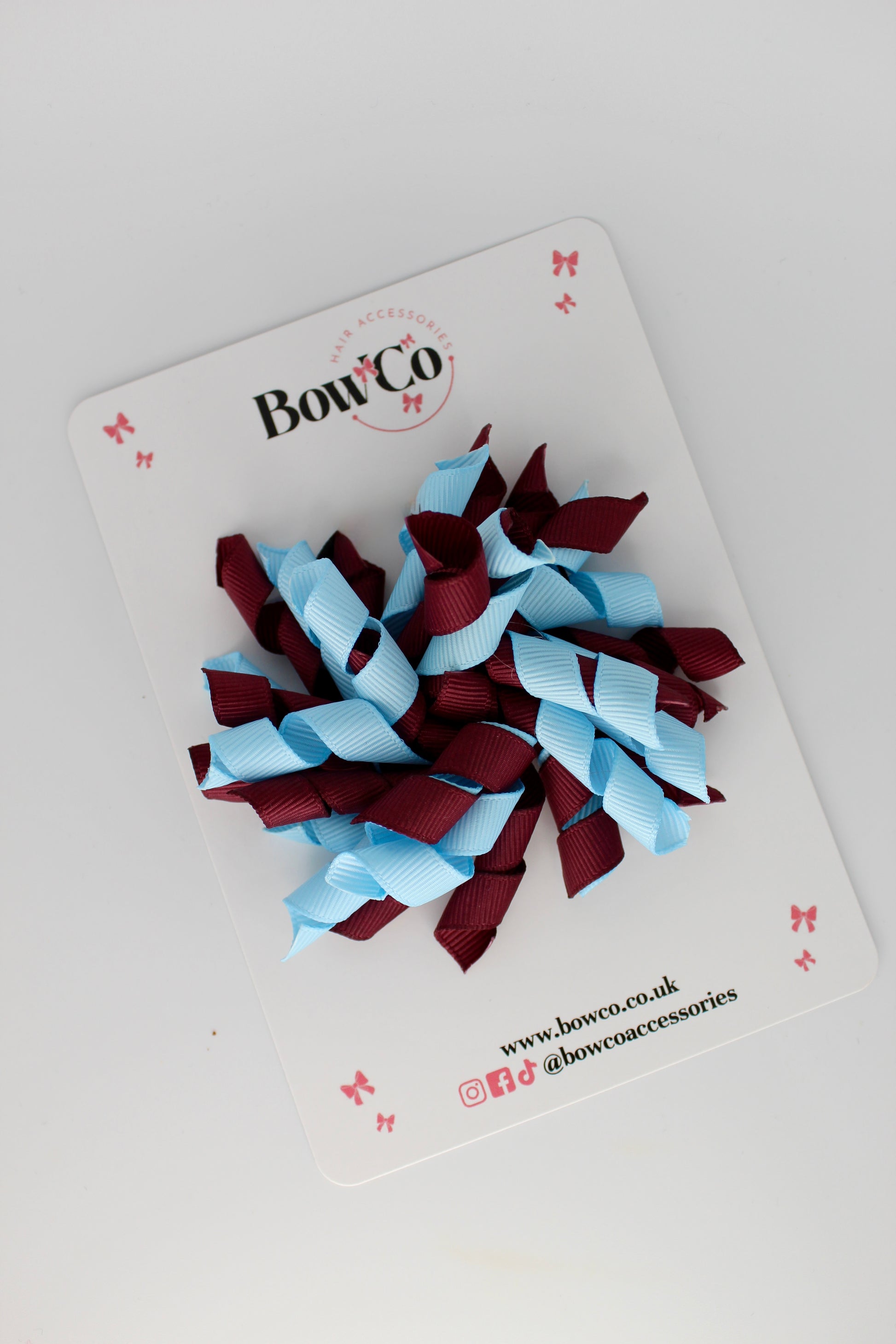 School Bow Burgundy and Blue Topaz - Corker Bow - Clip