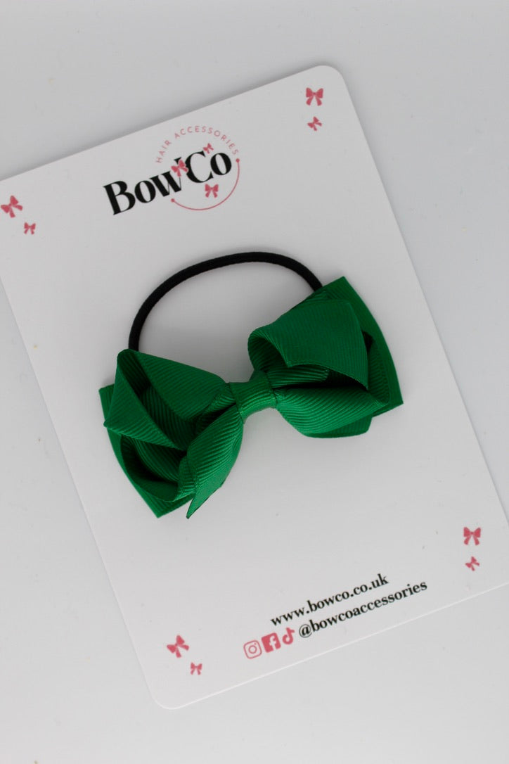 3 Inch Ruffle Bow - Elastic - Forest Green