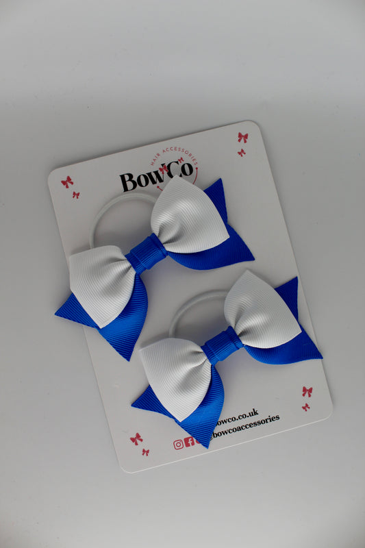 Double Knot Bow Tail Set - Elastic - Royal Blue and White