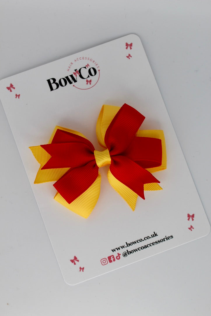 Red and Yellow Gold - Double Tail Bow - Clip