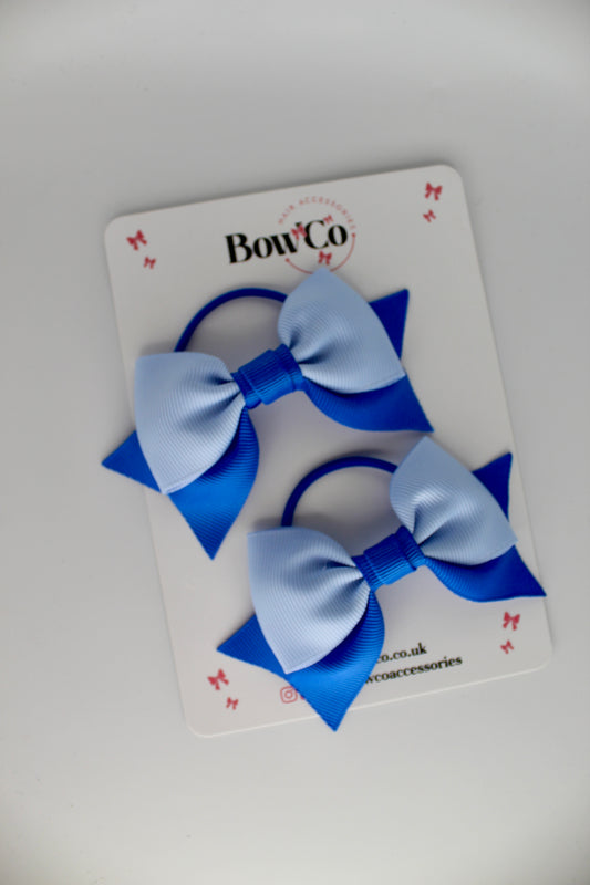 Double Knot Bow Tail Set - Elastic - Royal Blue and Bluebell