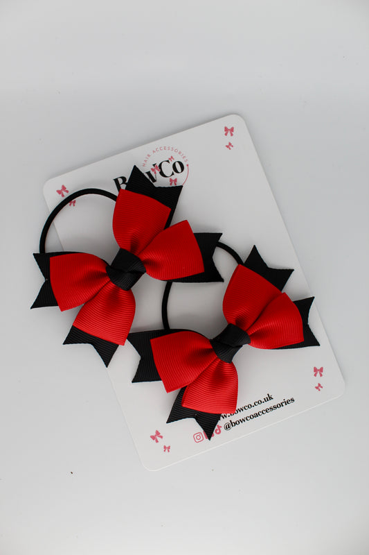Knot Bow Set - Elastic - Red and Black