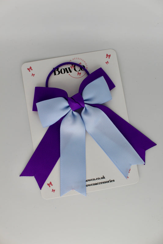 Double Ribbon Tail – Elastic - Purple and Bluebell
