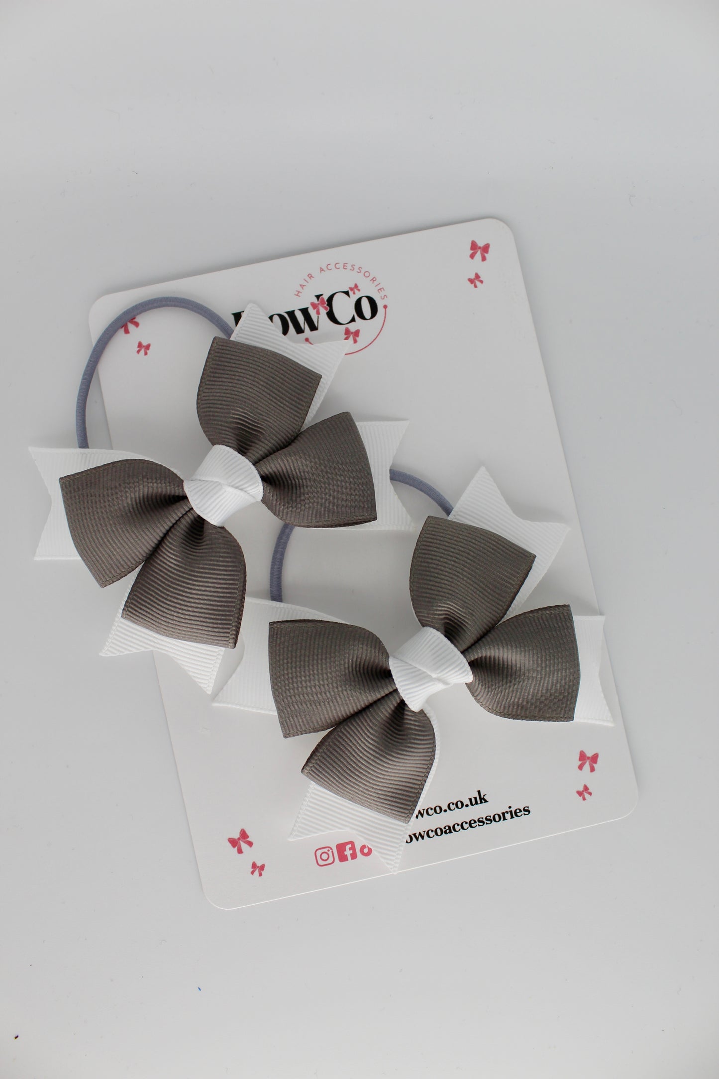 Knot Bow Set - Elastic - Metal Grey and White