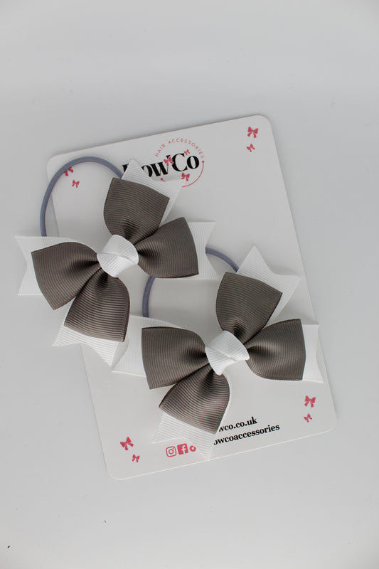 Knot Bow Set - Elastic - Metal Grey and White