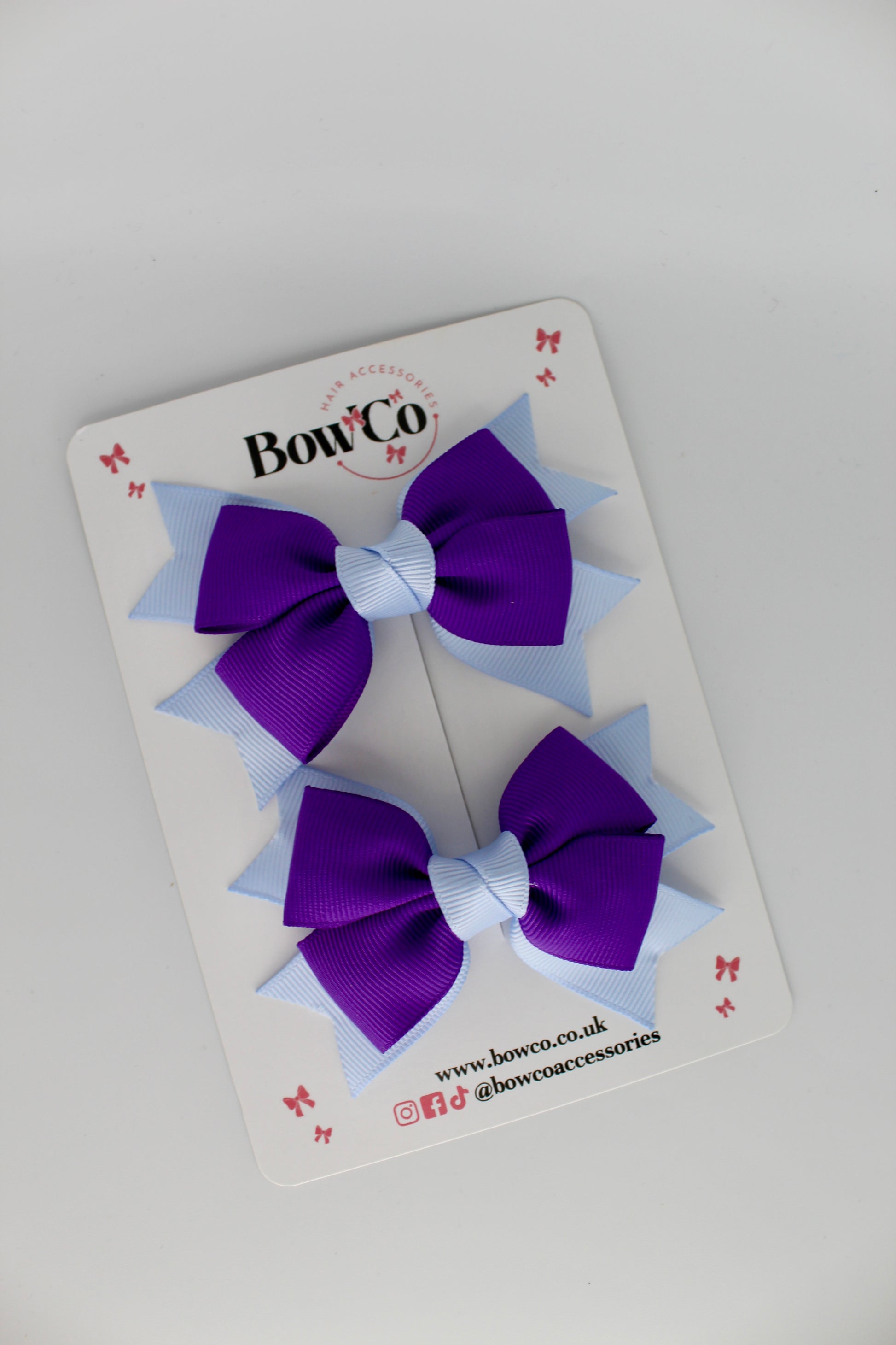 Knot Bow Set - Clip - Purple and Bluebell