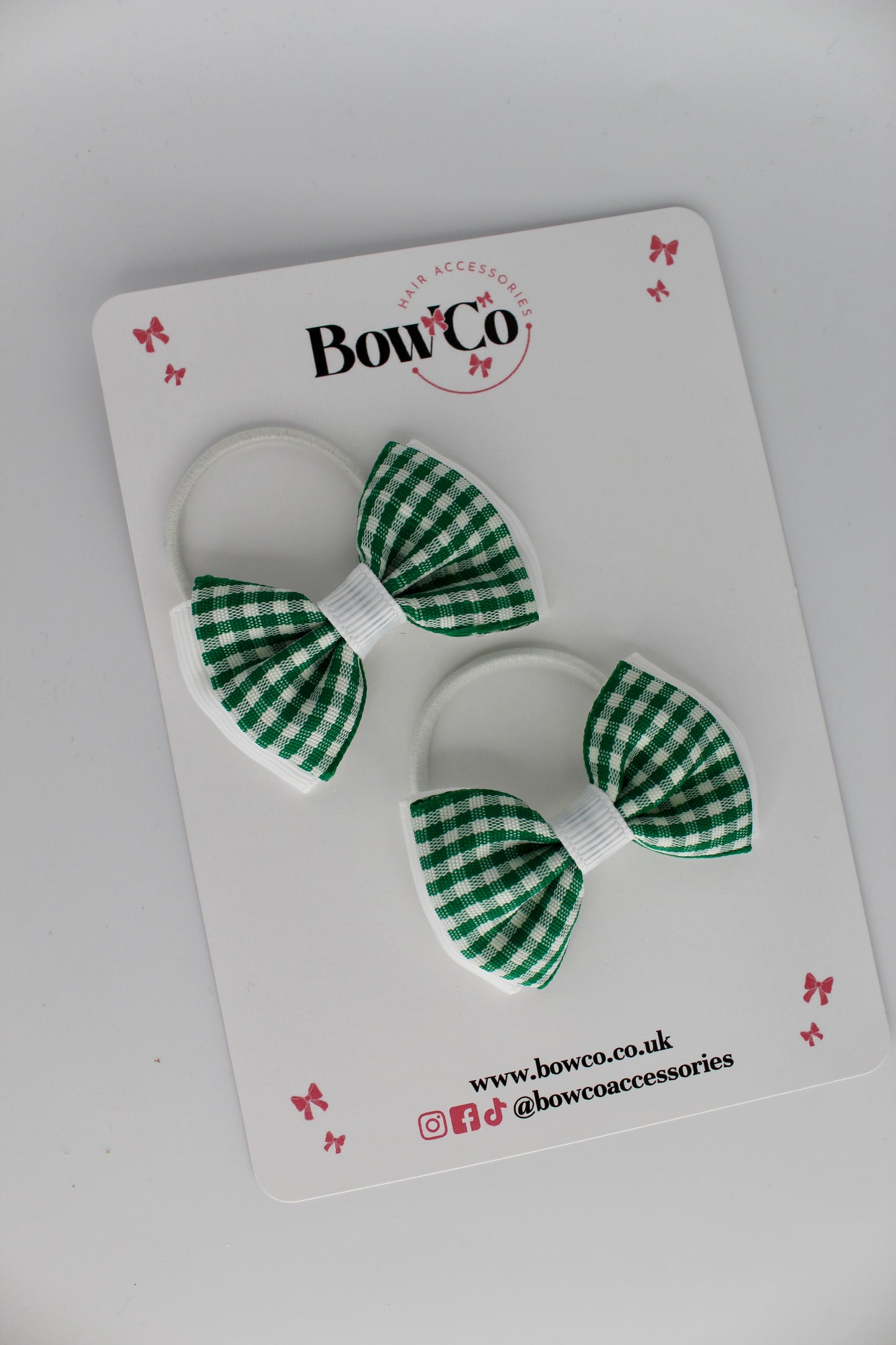 Double Lapel Bow Set - Green Gingham