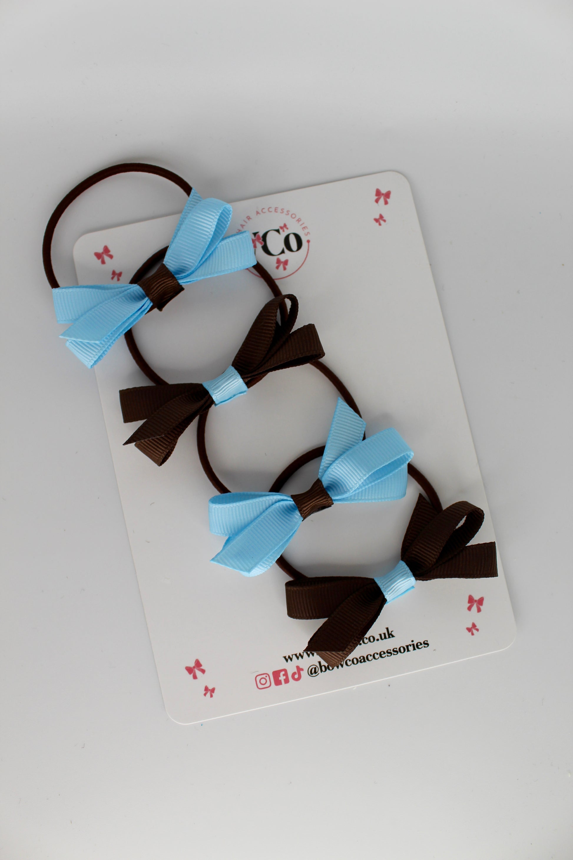 Ballerina Bows - Set of 4 - Elastic - Blue Topaz and Brown