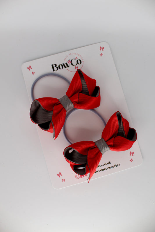 Loop Bow Set - Elastic - Red and Metal Grey