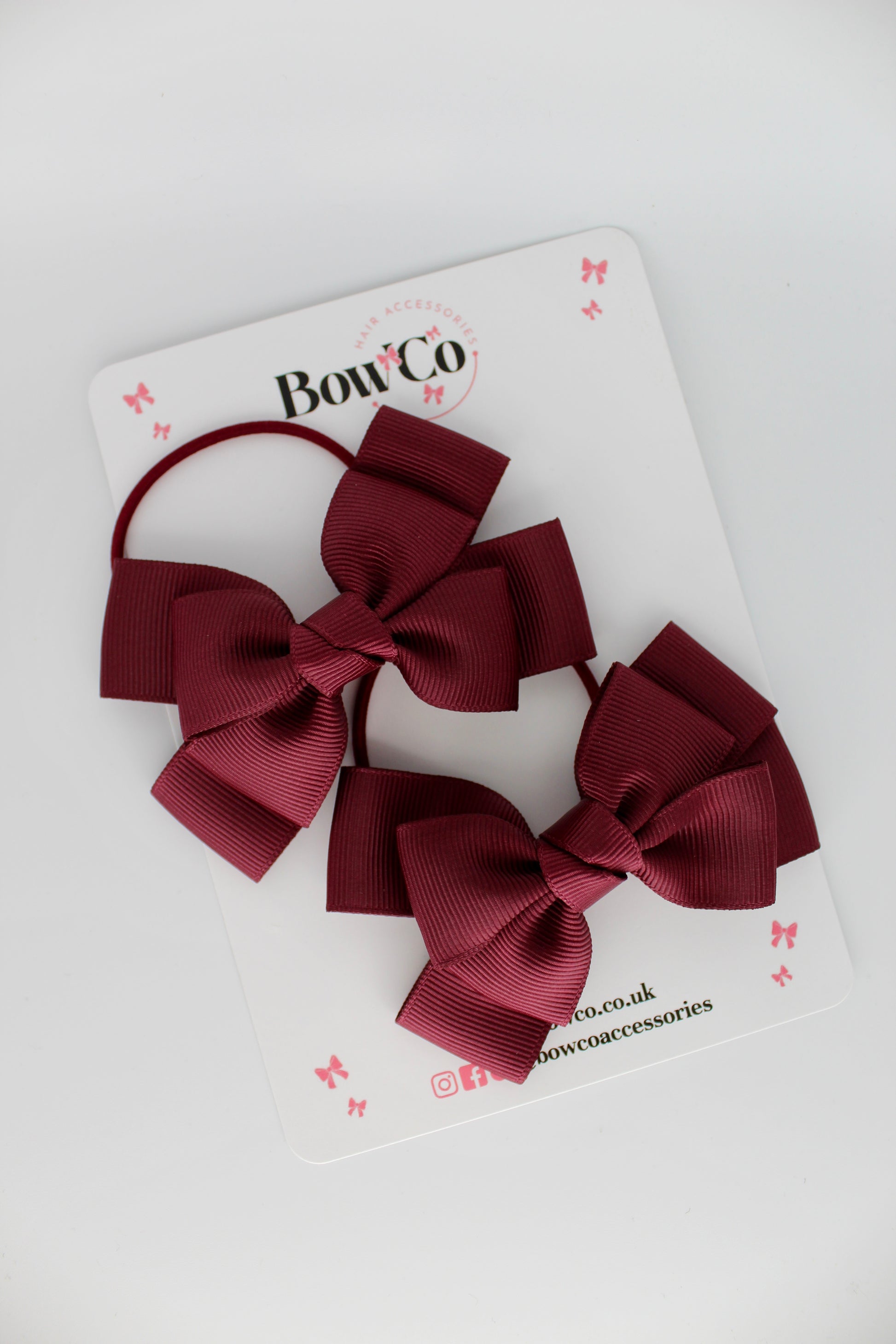 Layer Bow Set - Elastic - Burgundy
