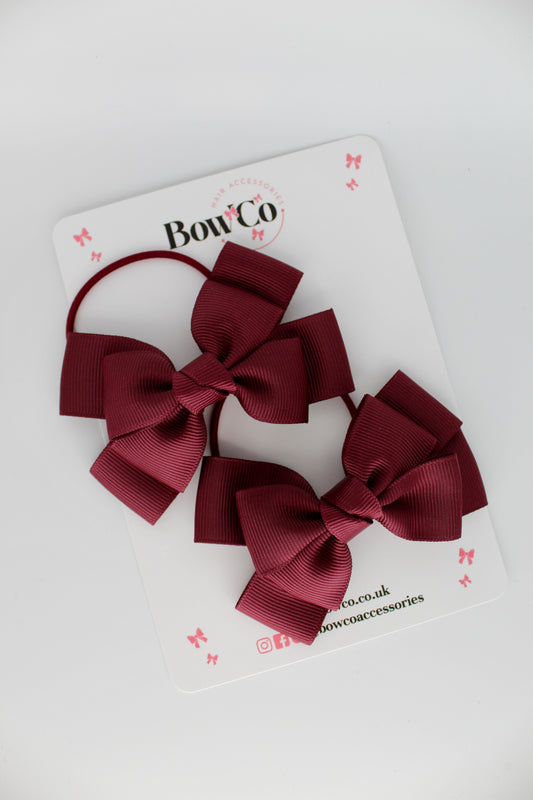 Layer Bow Set - Elastic - Burgundy