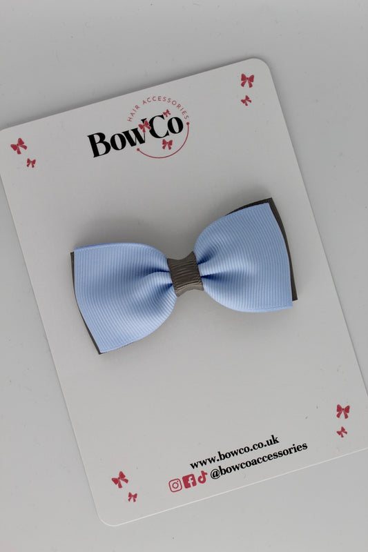 Bluebell and Metal Grey - Double Lapel - Clip