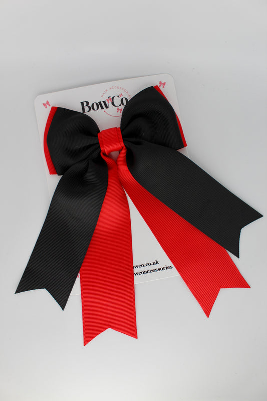 Classic Tail Bow - Clip - Red and Black