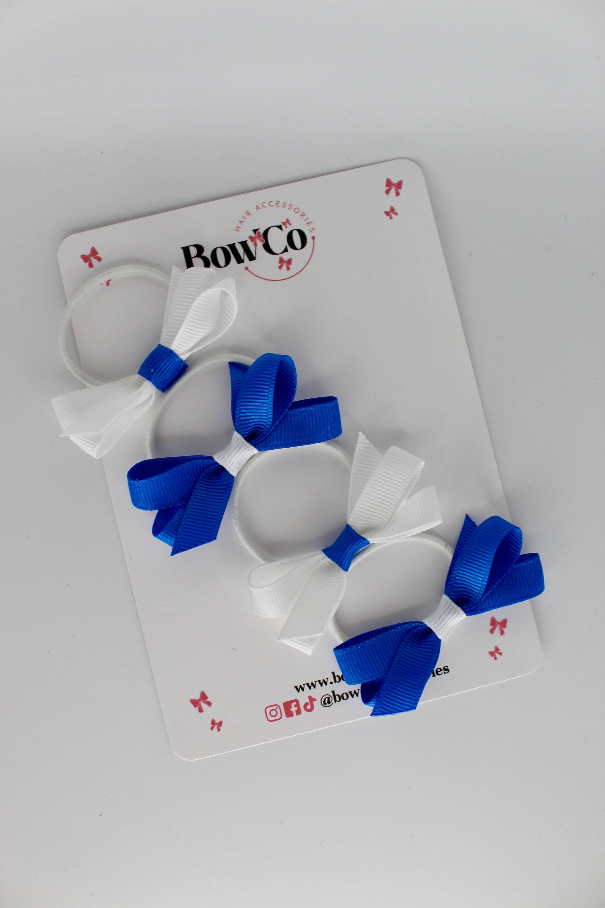 Ballerina Bows - Set of 4 - Elastic - Royal Blue and White