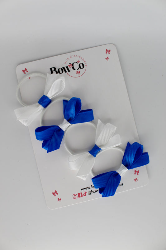 Ballerina Bows - Set of 4 - Elastic - Royal Blue and White
