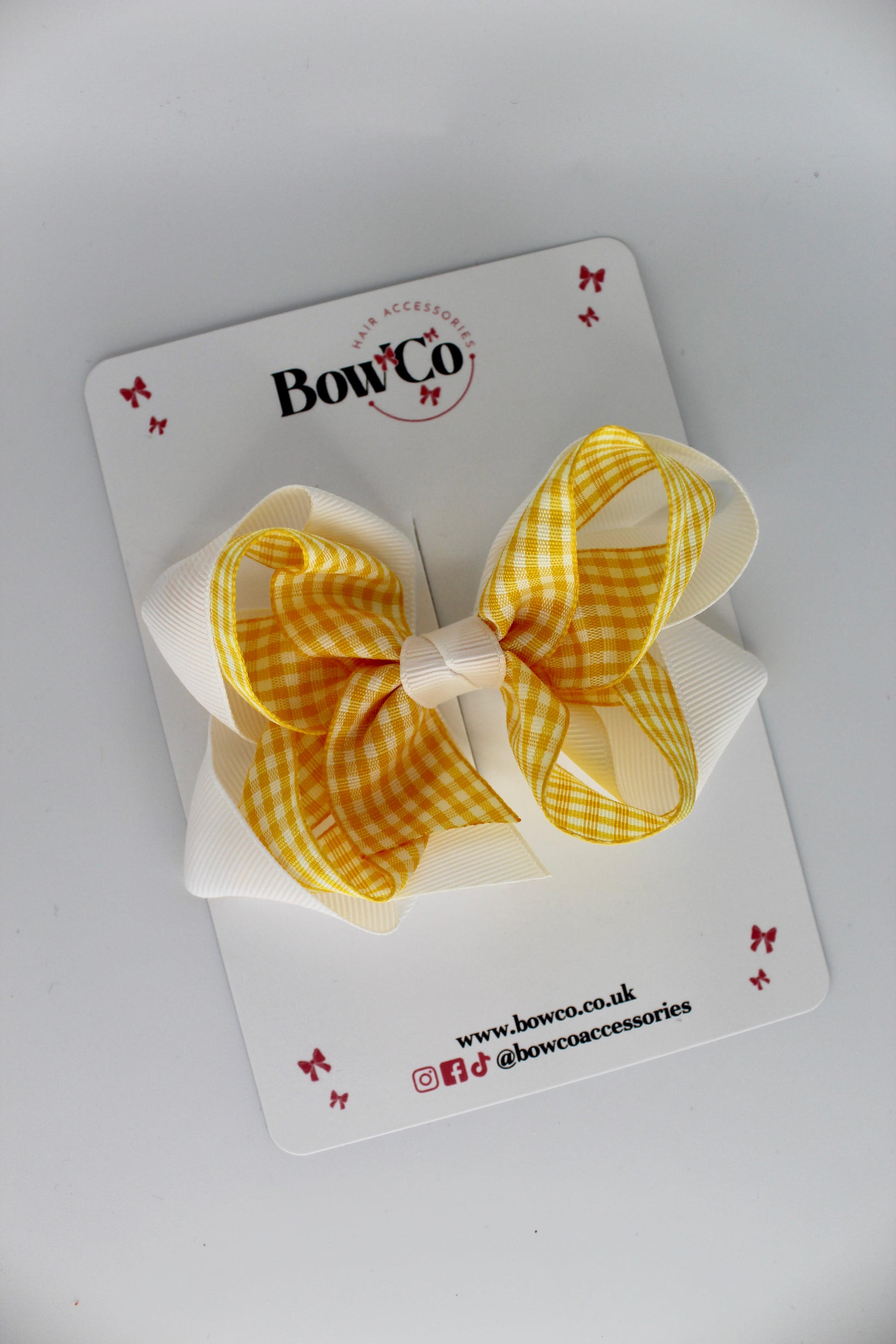 Double Loop Bow - Yellow Gingham - Clip