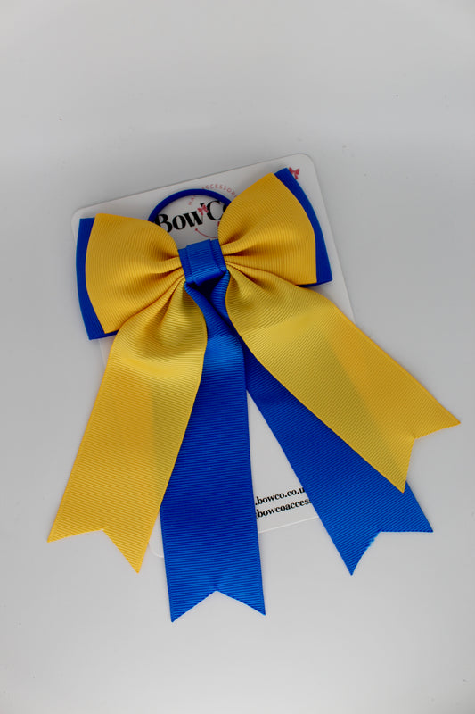 Classic Tail Bow - Elastic - Royal Blue and Yellow Gold