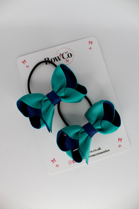 Loop Bow Set - Elastic - Jade Green and Navy Blue