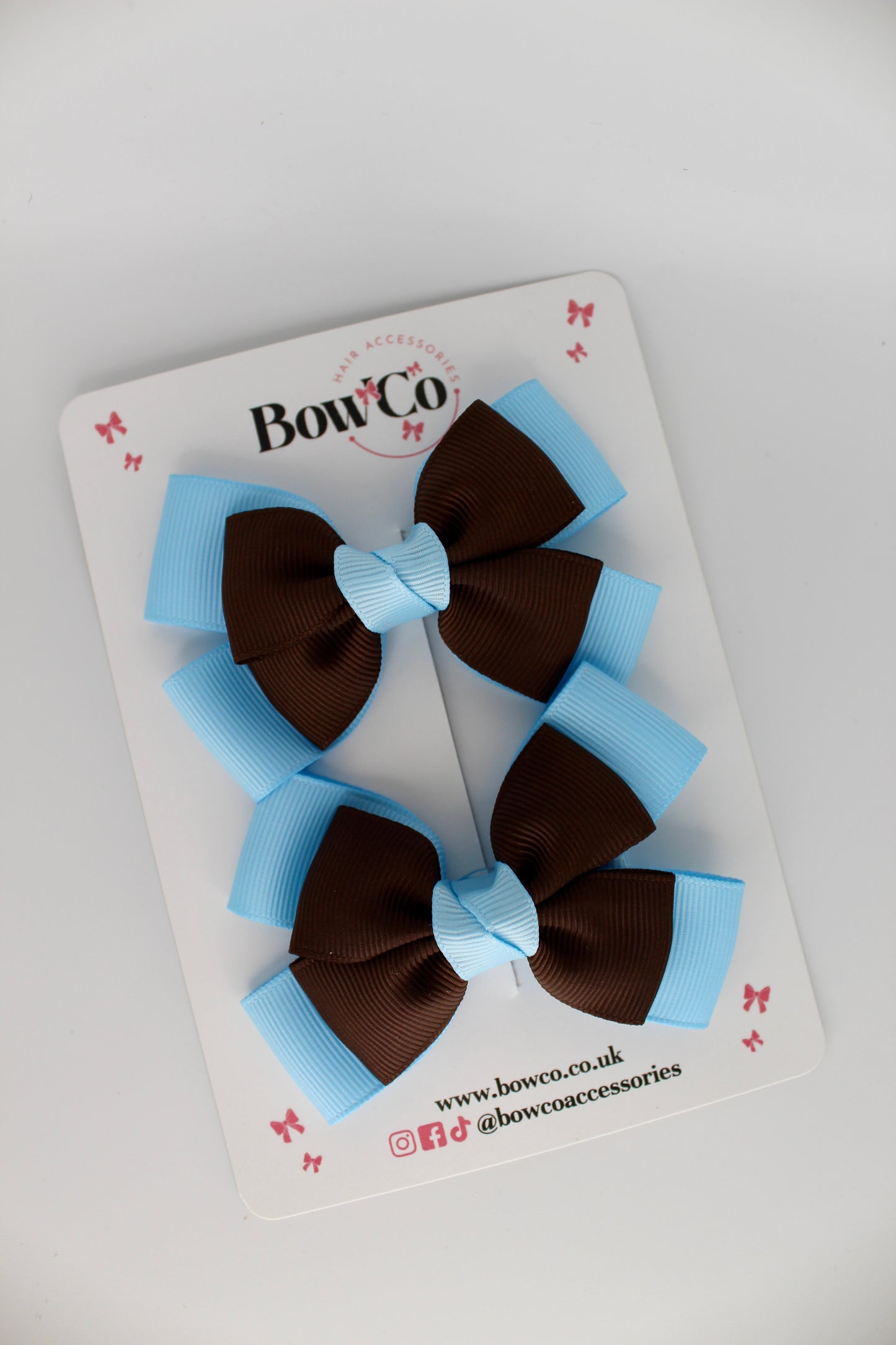 Layer Bow Set - Clip - Blue Topaz and Brown