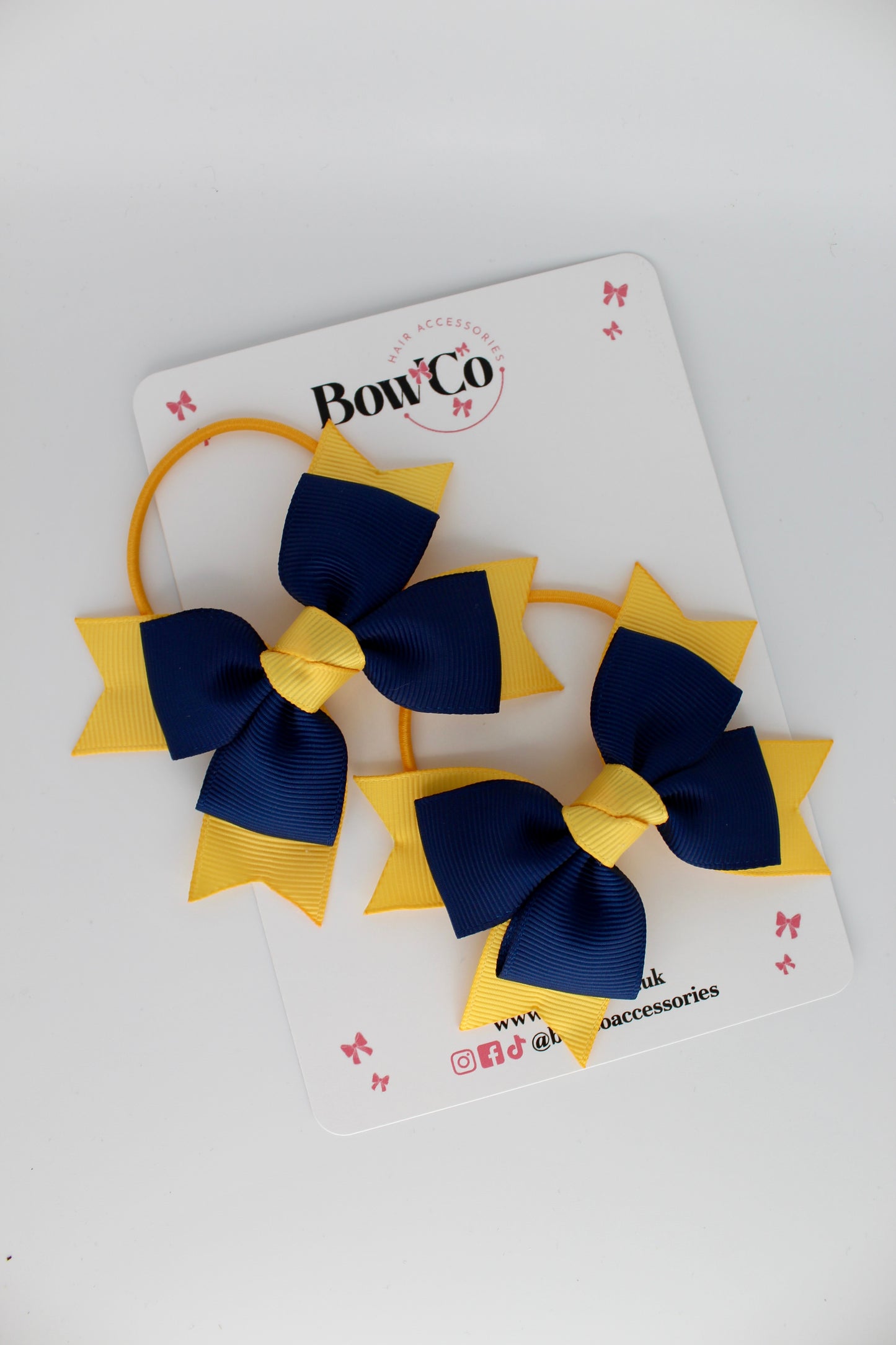 Knot Bow Set - Elastic - Navy Blue and Yellow Gold