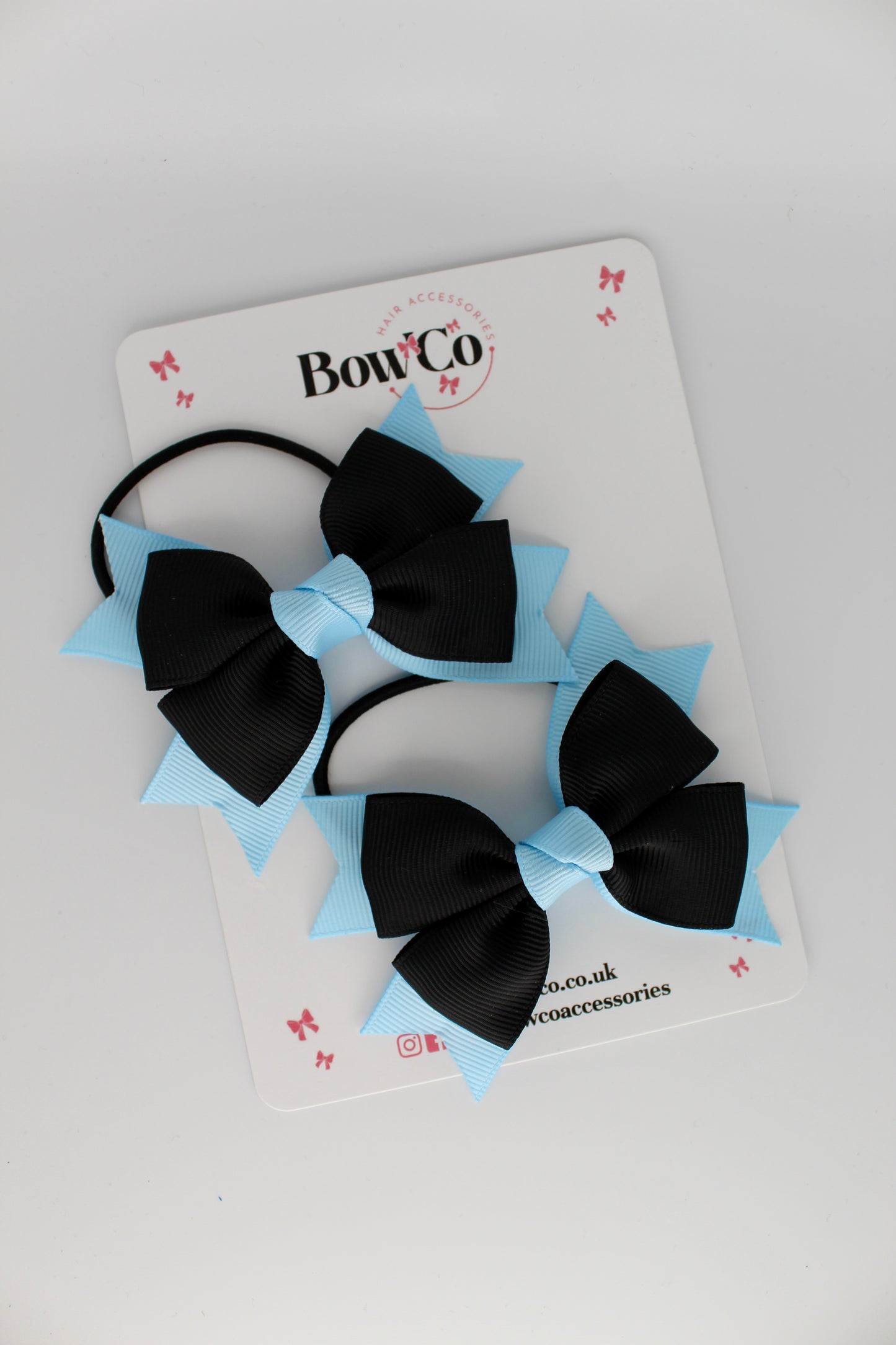 Knot Bow Set - Elastic - Black and Blue Topaz