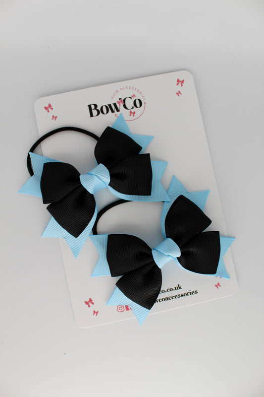 Knot Bow Set - Elastic - Black and Blue Topaz
