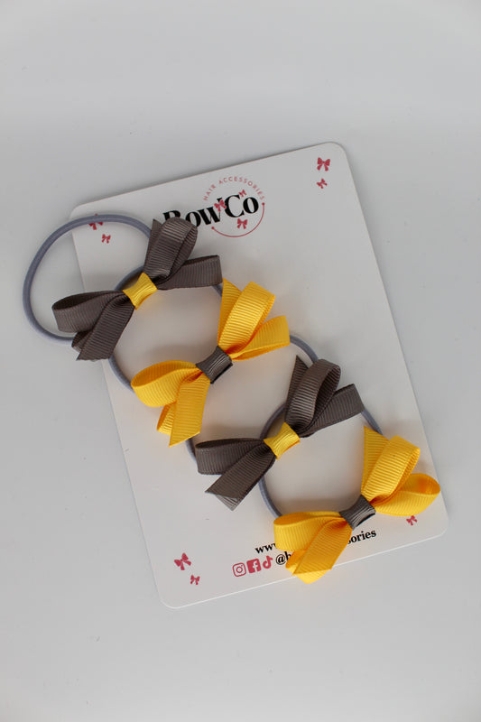 Ballerina Bows - Set of 4 - Elastic - Metal Grey and Yellow Gold